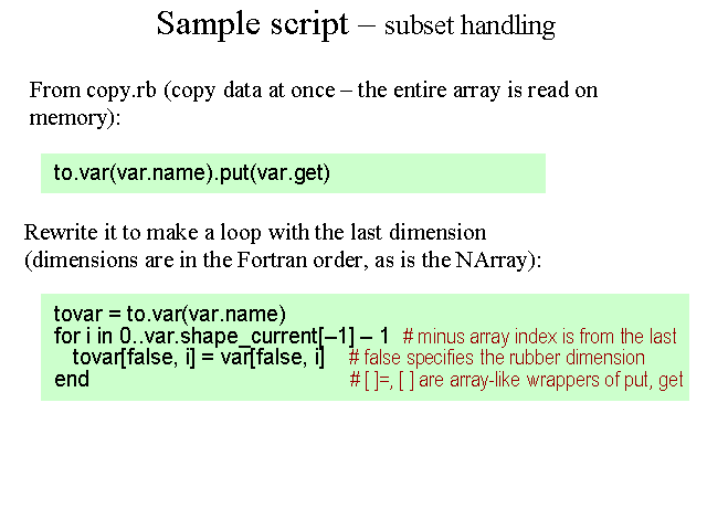 Sample script -- subset handling