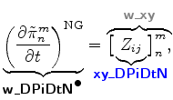 $\displaystyle \underbrace{ \left( \DP{\tilde{\pi}^{m}_{n}}{t} \right)^{\rm NG} ...
...} } \!\!\!\!\!\!\!\bigr]^{m}_{n}, }^{ \mbox{{\cmssbx\textcolor{Gray}{w\_xy}}} }$