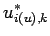 $\displaystyle u^{*}_{i(u),k}$