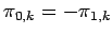 $\displaystyle \pi_{0,k} = - \pi_{1,k}$