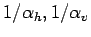 $1/\alpha_{h}, 1/\alpha_{v}$